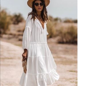 Soft white midi vacation dress